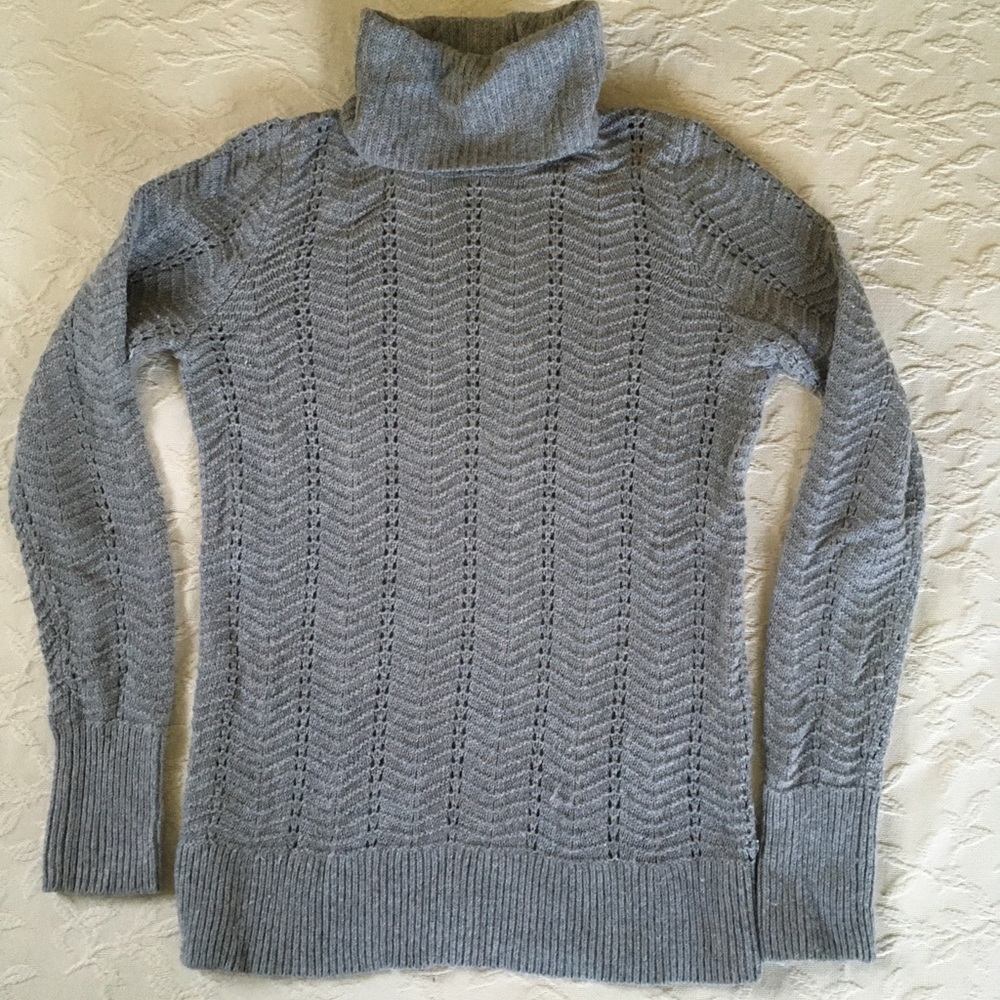 ANN TAYLOR LOFT Gray Turtleneck Knit Long Sweater